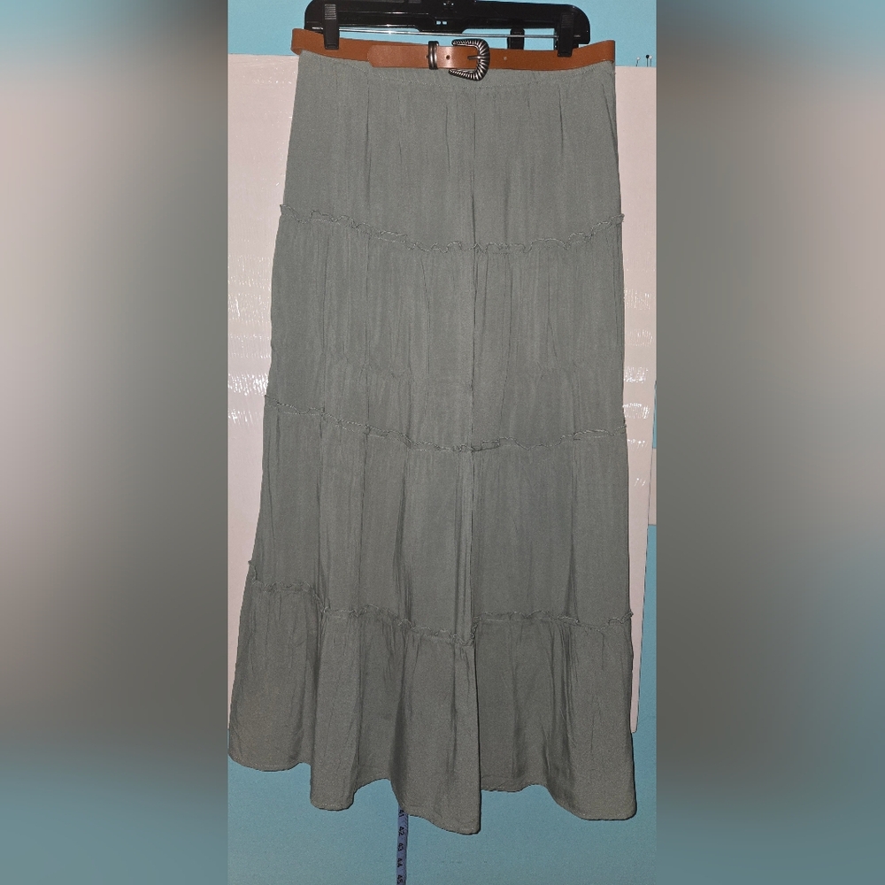NWT Green Tiered Maxi Skirt for Casual Wear